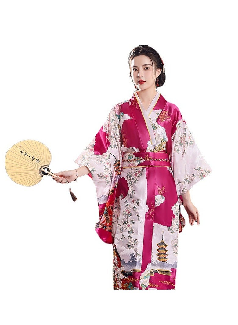 New Japanese Kimono, Japanese Traditional Clothing for Nightgown, Bathrobe, Home Clothes, Ethnic Style Stage Performance Clothes(Does not include fan) - Image 3