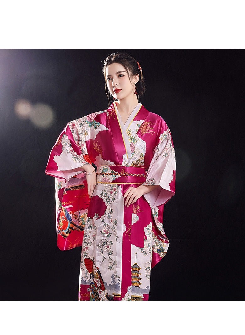 New Japanese Kimono, Japanese Traditional Clothing for Nightgown, Bathrobe, Home Clothes, Ethnic Style Stage Performance Clothes(Does not include fan) - Image 2