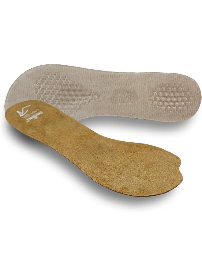 Pedag Pedag Lady Gel | Made in Germany | Ultra Thin Gel Insole for High Heels & Pumps | Metatarsal Pad | Heel Pad | Velour Top | Size Medium, US Women 8-10 / EU 38-40 | Tan | 1 Pair  - Image 1