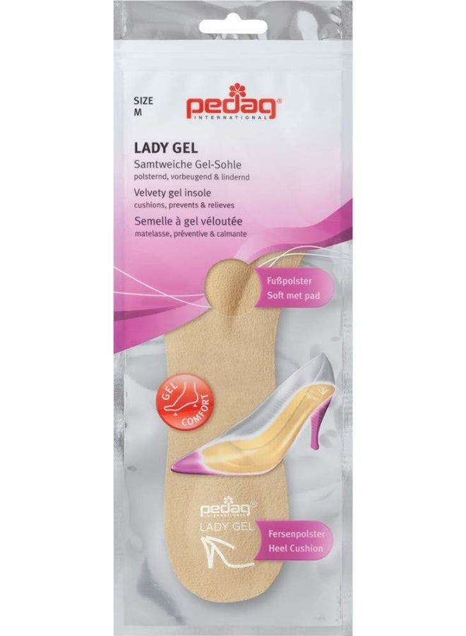 Pedag Pedag Lady Gel | Made in Germany | Ultra Thin Gel Insole for High Heels & Pumps | Metatarsal Pad | Heel Pad | Velour Top | Size Medium, US Women 8-10 / EU 38-40 | Tan | 1 Pair  - Image 3