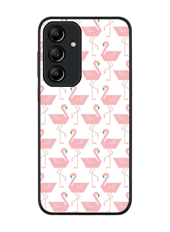 Stylizedd Rugged Black Edge Case for Samsung Galaxy A35, Slim fit Soft Case Flexible Rubber Edges Anti Drop TPU Gel Thin Cover -  Feminine Flamingos - Image 1