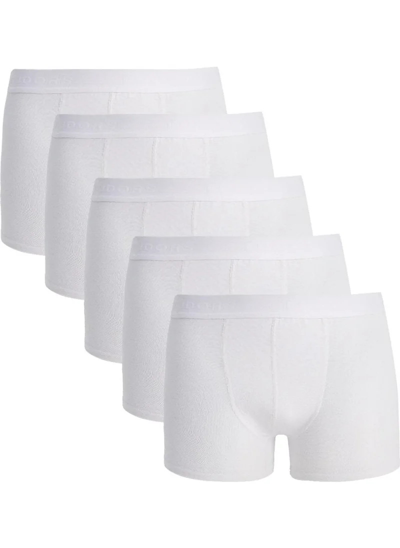 Tudors Men's 5-Pack Cotton Lycra Flexible Fabric White Boxer