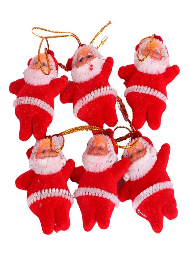 ARCHIES Christmas 6 Santa Ornament Hangings for Decoration for Xmas Trees | Hanging Ornaments for Christmas Party + Complimentary Greeting Card (Red) - CHRI A166 - Image 2