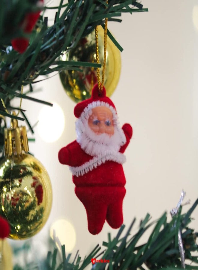 ARCHIES Christmas 6 Santa Ornament Hangings for Decoration for Xmas Trees | Hanging Ornaments for Christmas Party + Complimentary Greeting Card (Red) - CHRI A166 - Image 3