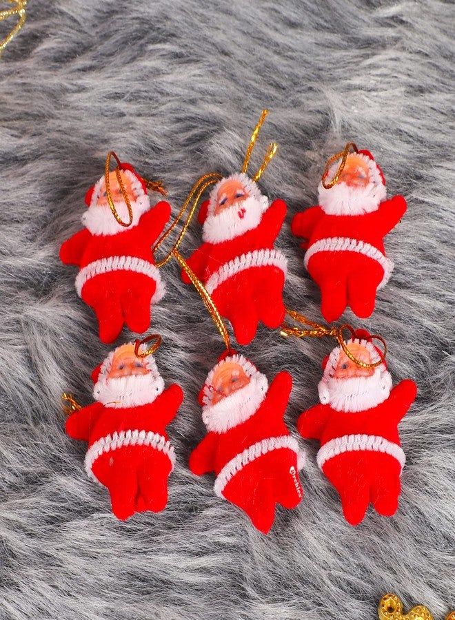 ARCHIES Christmas 6 Santa Ornament Hangings for Decoration for Xmas Trees | Hanging Ornaments for Christmas Party + Complimentary Greeting Card (Red) - CHRI A166 - Image 1
