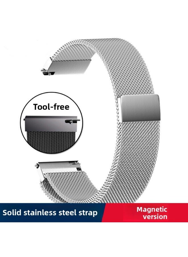 Generic - For HuaweiB6 Smart Bracelet 16mm Stainless Steel Milanese Nice Strap Bead Butterfly Buckle Steel Wristband-Color:B6 Milan/black/16mm - Image 1