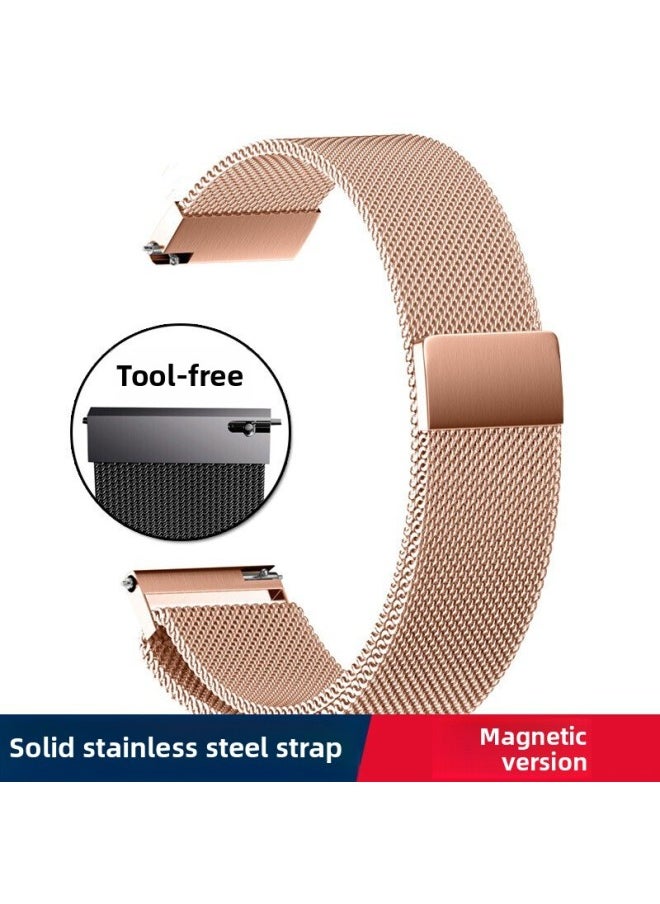 Generic - For HuaweiB6 Smart Bracelet 16mm Stainless Steel Milanese Nice Strap Bead Butterfly Buckle Steel Wristband-Color:B6 Milan/black/16mm - Image 1