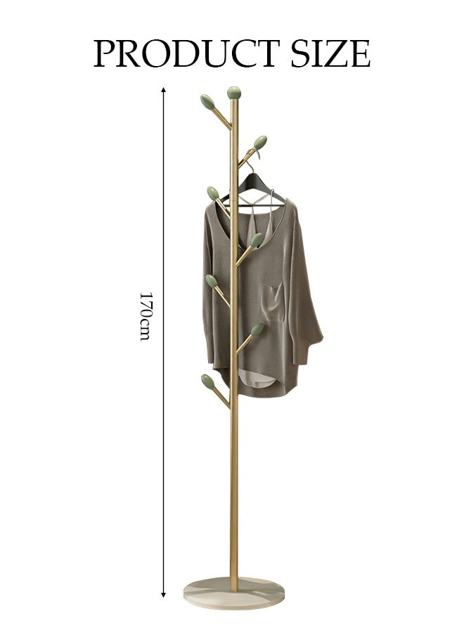 DUNISO Coat Rack，Independent Clothes Hanger，Stand Garment Rack，Clothes Rack with Marble Base for Hanging Clothes, Hats, Bags,Golden Tree Branch Shaped Green Leaf Style  - Image 2