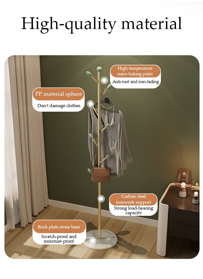 DUNISO Coat Rack，Independent Clothes Hanger，Stand Garment Rack，Clothes Rack with Marble Base for Hanging Clothes, Hats, Bags,Golden Tree Branch Shaped Green Leaf Style  - Image 4