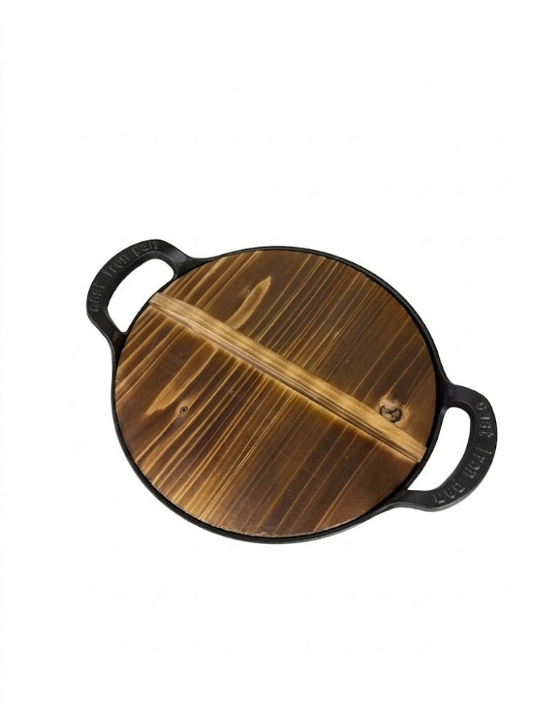 A pot with a wooden lid featuring a distinctive and practical design measuring 25 cm. - Image 2