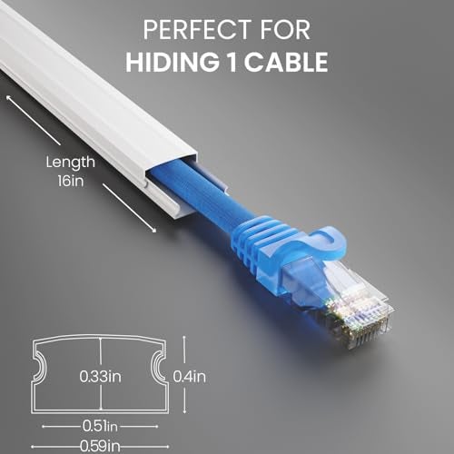 EVEO Cable Hider - One Cord Hider 300” Cord Cover Wall Cable Hider, Cable Concealer, Wire Hiders for TV on Wall. Cable Management, Cord Hider Cable Raceway Wire Covers for Cords (White, Small) - Image 2