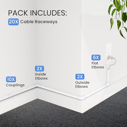 EVEO Cable Hider - One Cord Hider 300” Cord Cover Wall Cable Hider, Cable Concealer, Wire Hiders for TV on Wall. Cable Management, Cord Hider Cable Raceway Wire Covers for Cords (White, Small) - Image 5