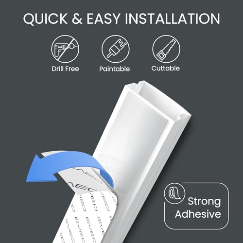 EVEO Cable Hider - One Cord Hider 300” Cord Cover Wall Cable Hider, Cable Concealer, Wire Hiders for TV on Wall. Cable Management, Cord Hider Cable Raceway Wire Covers for Cords (White, Small) - Image 3