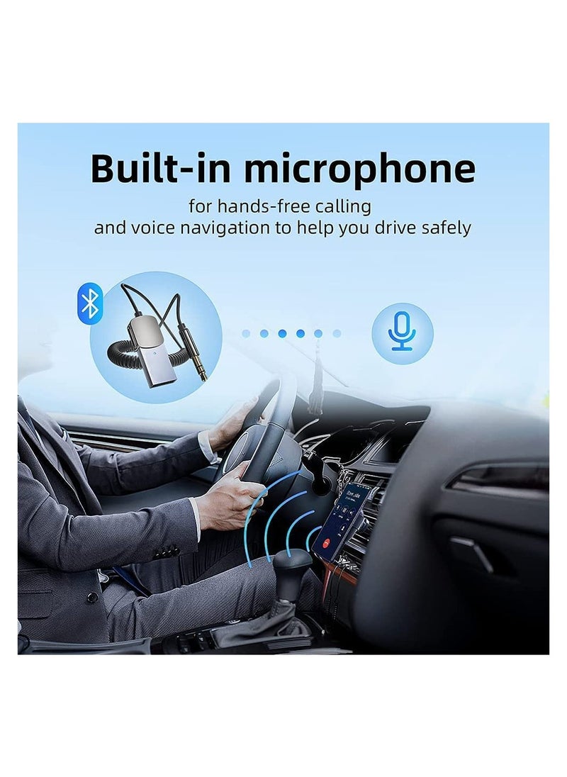 SYOSI - Bluetooth Aux Adapter Car Bluetooth v5.0 Wireless Receiver USB to 3.5mm Jack Adapter Built-in Microphone Aux Input for Hands-Free Calls Plug Play Auto Power on for Car Speaker Home Audio - Image 1