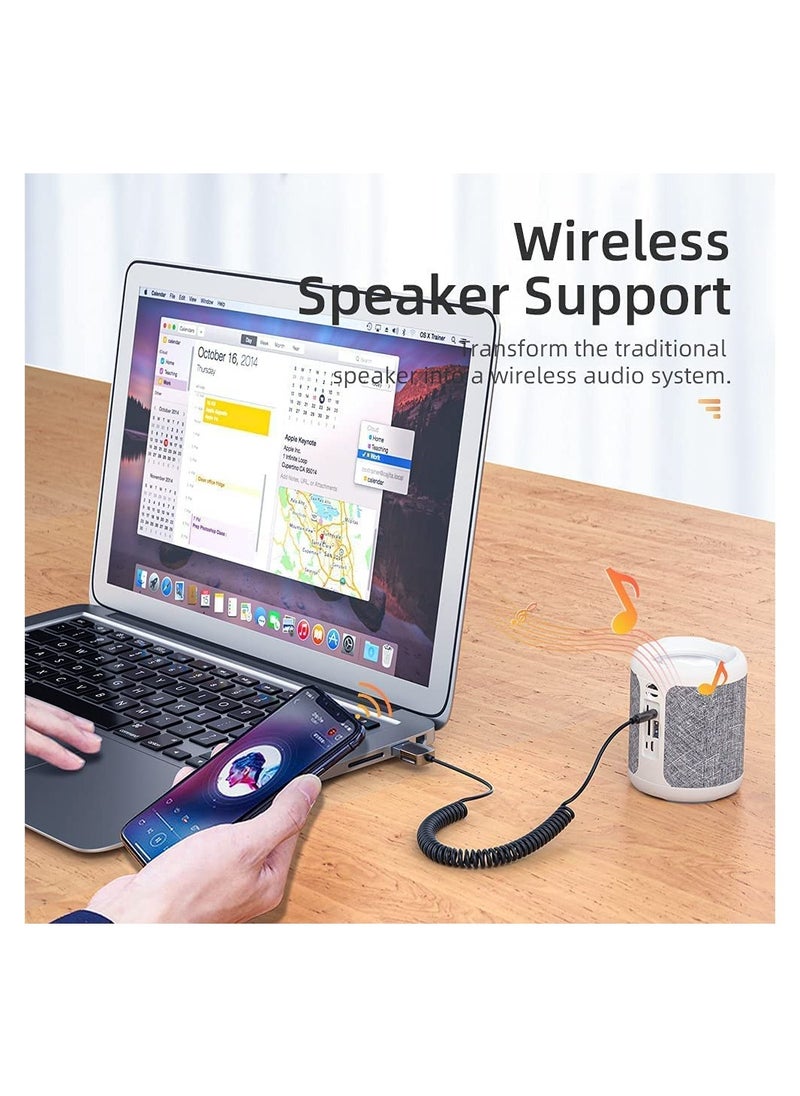 SYOSI - Bluetooth Aux Adapter Car Bluetooth v5.0 Wireless Receiver USB to 3.5mm Jack Adapter Built-in Microphone Aux Input for Hands-Free Calls Plug Play Auto Power on for Car Speaker Home Audio - Image 1