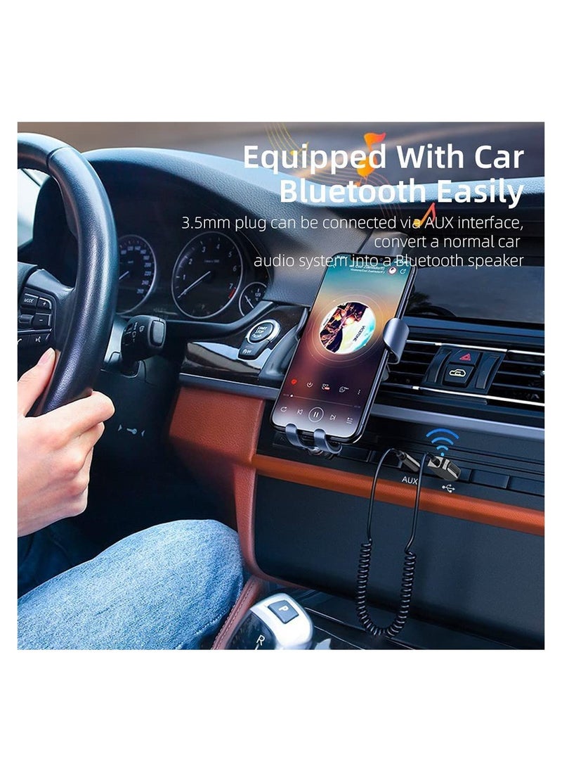 SYOSI - Bluetooth Aux Adapter Car Bluetooth v5.0 Wireless Receiver USB to 3.5mm Jack Adapter Built-in Microphone Aux Input for Hands-Free Calls Plug Play Auto Power on for Car Speaker Home Audio - Image 1