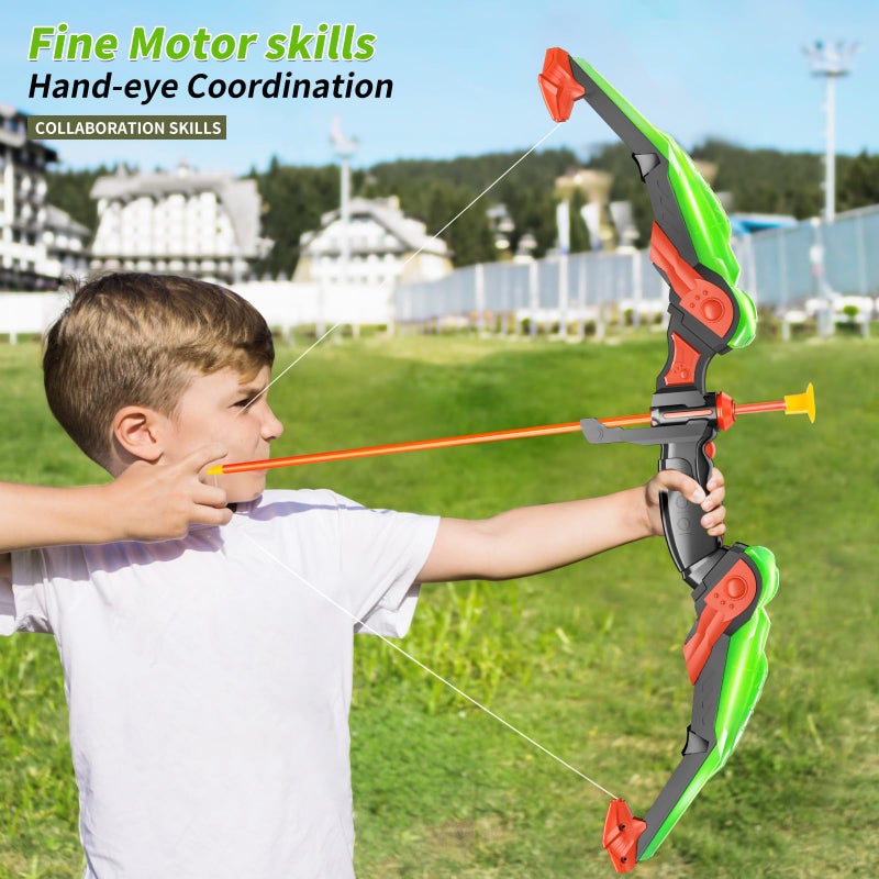TEMI 2 Pack Set Kids Archery Bow Arrow Toy Set Outdoor Hunting Play with 2 Bow 20 Suction Cup Arrows 2 Target & 2 Quiver, LED Light Up Function Toy, Outdoor Toys for Kids, Boys & Girls Ages 3-12 - Image 3