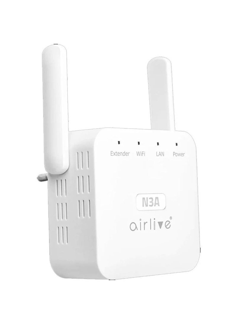 إيرليف AirLive N3A Wi-Fi Range Extender 2 Antenna 300Mbps - White - Image 1