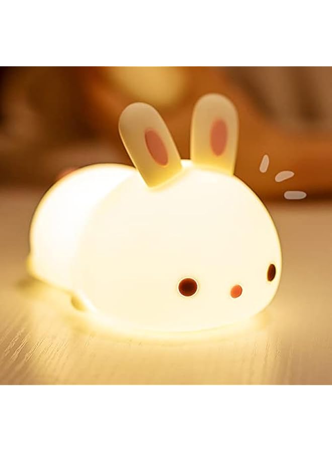 The Bros Cute Kids Night Light Night Lamp Night Lights for Kids Bedroom Toddler Baby Portable Silicone Battery Led Nightlight Nursery (Cute Bunny) - Image 1
