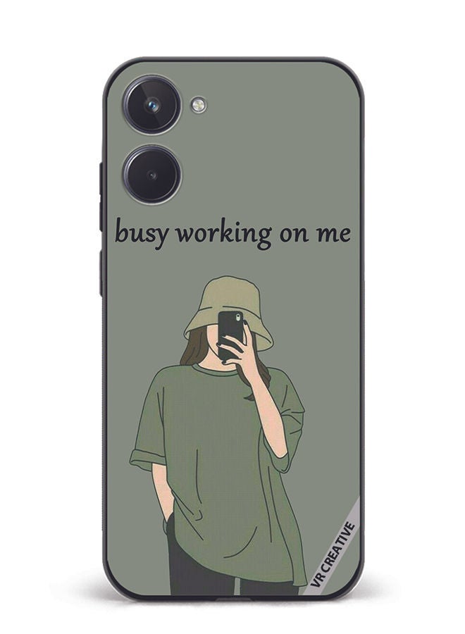 VR CREATIVE Protective Case Cover For Realme 10 Busy Working On Me Design Multicolour - Image 1