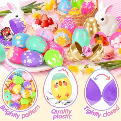 SevenQ Plastic Easter Eggs Empty Fillable 36 Pcs 315 Printed Colorful Egg for Hunt Basket Stuffers for Teens Pinata Goodie Gift Bags Fillers Treats Treasure Box Toys Classroom Party Favors Supplies - Image 5