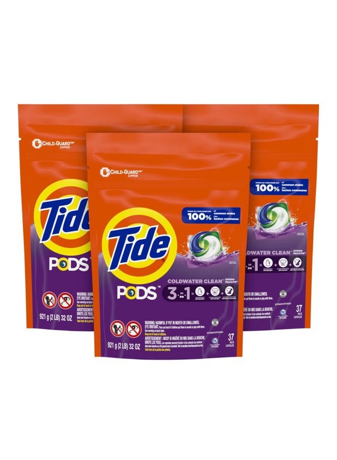 Tide PODS Laundry Detergent Soap Pods, Spring Meadow, 37 Count (Pack of 3 Bag Value Pack), Total 111 Count, HE Compatible  - Image 1