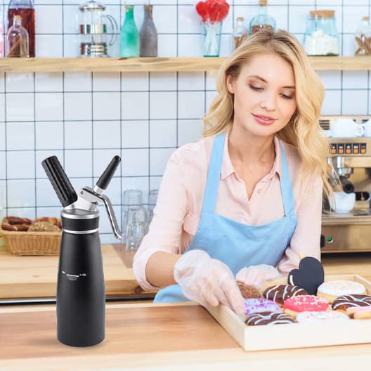 Sivaphe Professional Whipped Cream Dispenser Aluminum Grade Canister, Heavy Duty Cream Whipper Homemade Bliss, Portable Whipped Nitro Coffee Maker Black（8g Chargers Not Included) - Image 2