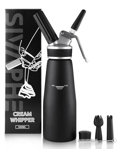 Sivaphe Professional Whipped Cream Dispenser Aluminum Grade Canister, Heavy Duty Cream Whipper Homemade Bliss, Portable Whipped Nitro Coffee Maker Black（8g Chargers Not Included) - Image 1