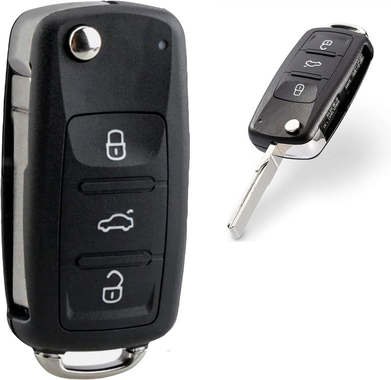 Vailikey غلاف مفتاح سيارة فوب فليب من فاليكي 3 أزرار لفولكس فاجن مفتاح فوب غولف غلاف مفتاح سيارة فوب فولكس فاجن ترانسبورتر بولو غلاف مفتاح سيارة سيات إبيزا مفتاح فولكس فاجن T4 T5 مفتاح T6 غلاف مفتاح فوب - Image 1