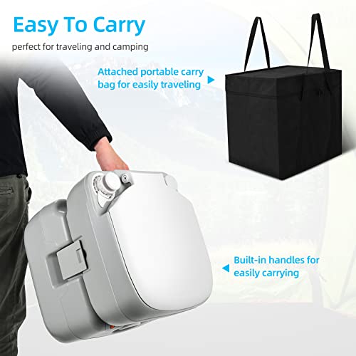 YITAHOME Portable Toilet Camping Porta Potty 5.8 Gallon with Carry Bag and Hand Sprayer, Leak-Proof Indoor Outdoor Toilet with Level Indicator, Handle Pump, for RV Travel, Boat and Trips - Image 5