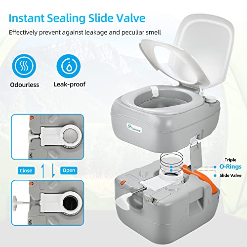YITAHOME Portable Toilet Camping Porta Potty 5.8 Gallon with Carry Bag and Hand Sprayer, Leak-Proof Indoor Outdoor Toilet with Level Indicator, Handle Pump, for RV Travel, Boat and Trips - Image 4