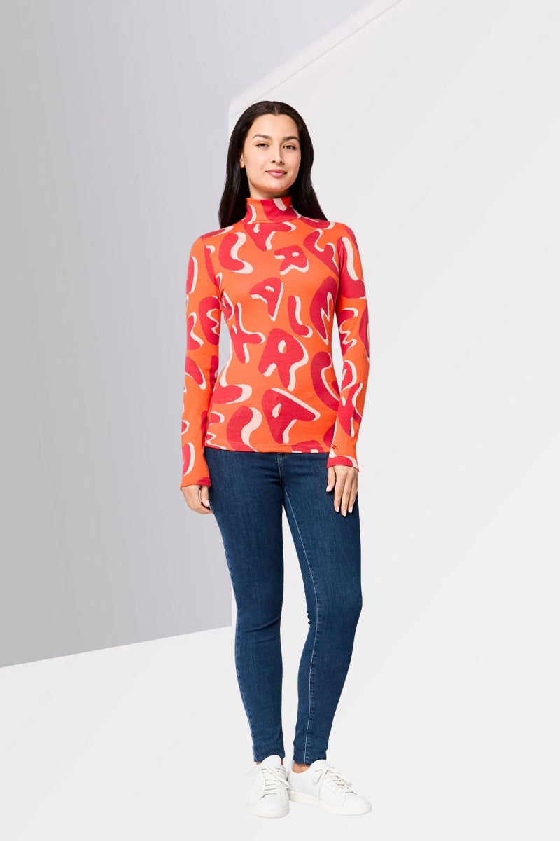 Karl Lagerfeld Women Mock Neck Allover Print Long Sleeve Sweater, Multicolor - Image 2