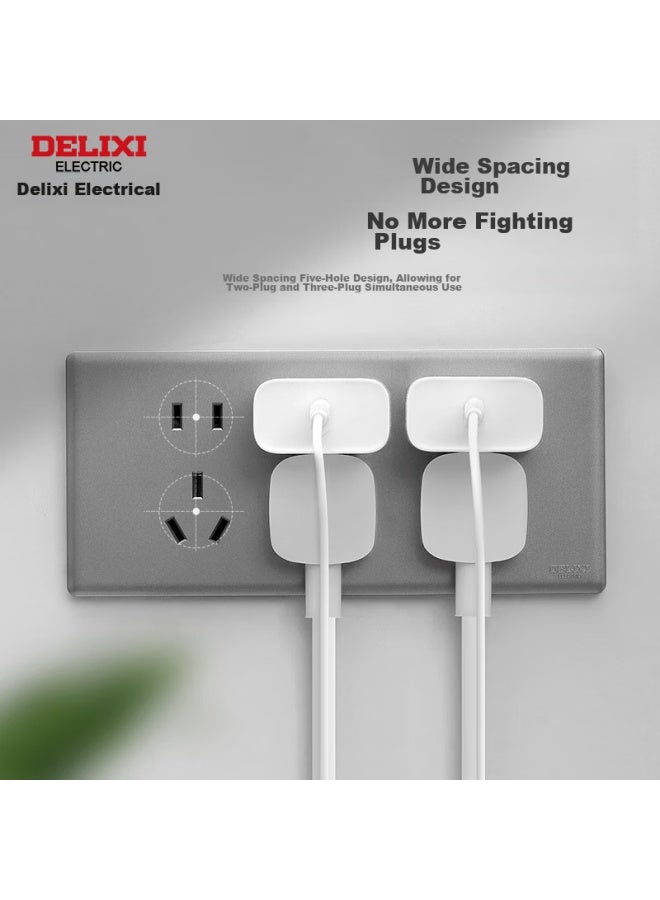 Delixi 118 Model Switch Socket Panel, Cd696 Ultra-thin Aesthetic Large Panel, Ten-hole Socket, Space Gray - Image 5