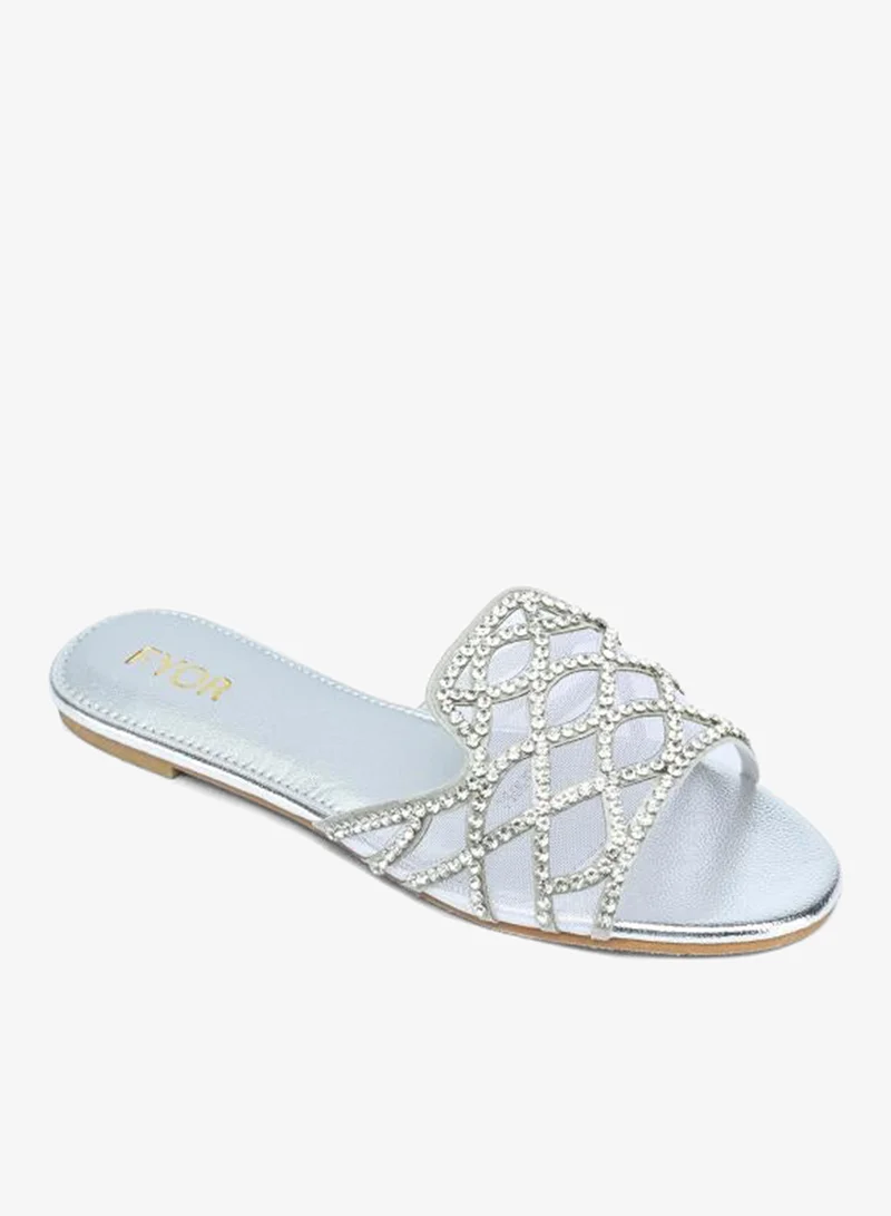فايور Stylish Crystal-Lattice Metallic Flat Slide MY 395