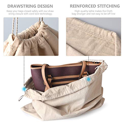INDIAN DECOR 1872 Dust Cover Storage Bags Purified 100% Cotton Flannel with Drawstring Pouch for Handbags Purses Pocketbooks Shoes Boots Set of 2 (19.6 x 18 in) - Image 5