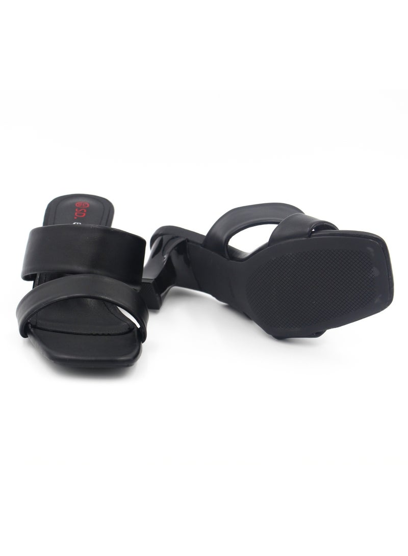 SD.Felano Women’s Slip-On Block Heel Sandals – Open Toe Mules with Wide Straps, Comfortable & Stylish Mid-Heel Slides - Image 5