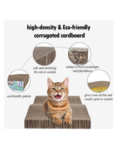 NNC PETS Cat scratching post with Corrugated paper, Wave design, Grind claws and sleeping pad, 44.5 cm cardboard scratcher for Indoor, Recyclable and Cat attractive design, Protect furniture pad, (Yellow/Blue)  - Image 3