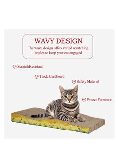 NNC PETS Cat scratching post with Corrugated paper, Wave design, Grind claws and sleeping pad, 44.5 cm cardboard scratcher for Indoor, Recyclable and Cat attractive design, Protect furniture pad, (Yellow/Blue)  - Image 5