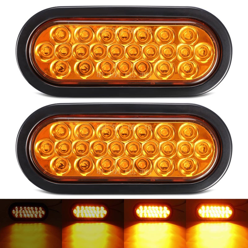 Partsam 2Pcs 63 LED Oval Amber Strobe Lights 24LED Recessed with Triple Flash Patterns for Truck Towing Trailer Lights Lamps Rubber Grommets and 3prong Wire Pigtails Included 10V30V