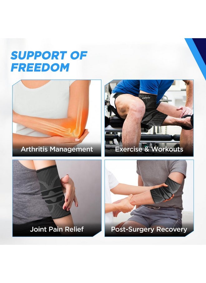 REACH - REACH Elbow Support for Gym | Elbow Band for Pain Relief | Nylon Material | Tennis Elbow Band for Men & Women | Elbow Guard Cricket, Badminton & Sports | Compression Technology & No Marks |Black-Small - Image 1