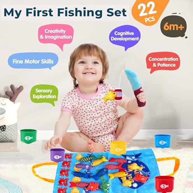 TOY FISHING GAME BABY TOY CHILDREN'S TOY FISH FISHING GAME MADE OF FABRIC, MONTESSORI TOY, EDUCATIONAL GAMES, MOTOR SKILLS TOY, EDUCATIONAL TOY, SMALL GIFTS FOR BABIES, BOYS, GIRLS - Image 5