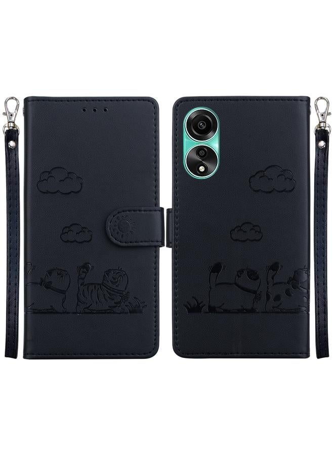 S-TOP Case For OPPO A78 4G Cute Cats RFID Leather Phone Case - Image 1