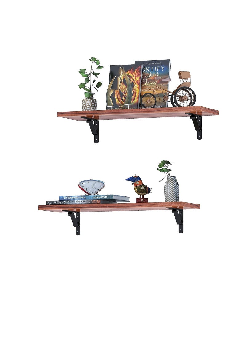 WOOD 49 WOOD 49 Floating Wall Shelf for Home Floating Shelf for Offices Floating Shelf for Bedroom Wooden Shelf Brown  - Image 3