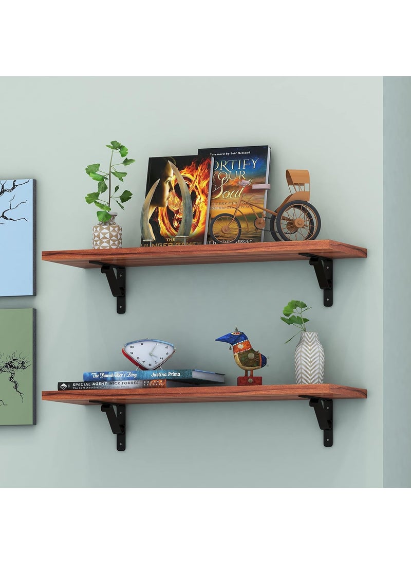 WOOD 49 WOOD 49 Floating Wall Shelf for Home Floating Shelf for Offices Floating Shelf for Bedroom Wooden Shelf Brown  - Image 1