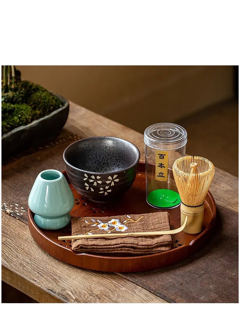 Arabest 8 Piece Matcha Set, Luxurious Tea Set with Matcha Whisk, Tea Spoon, Stand, Ceramic Bowl, Spoon, Teapot, Tray and Tea Towel, Traditional Handmade Tea Kit for Home, Party and Ceremony - Image 2
