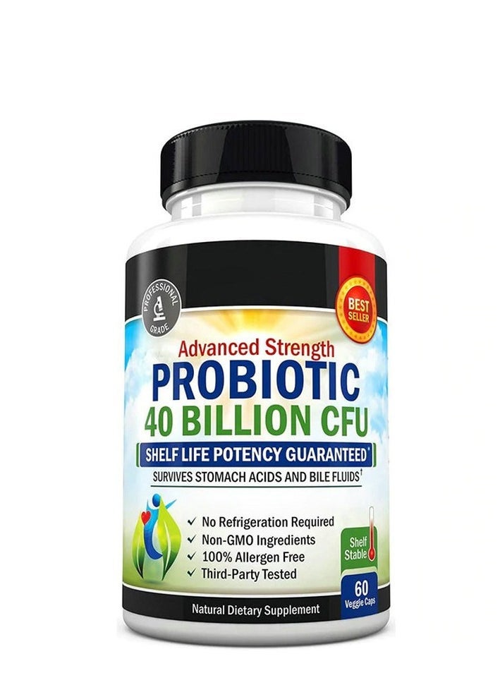 Probiotic Live Probiotic 40 Billion Cfu 60 Capsules,Non-GMO Ingredients,100% Allergen Free - Image 1