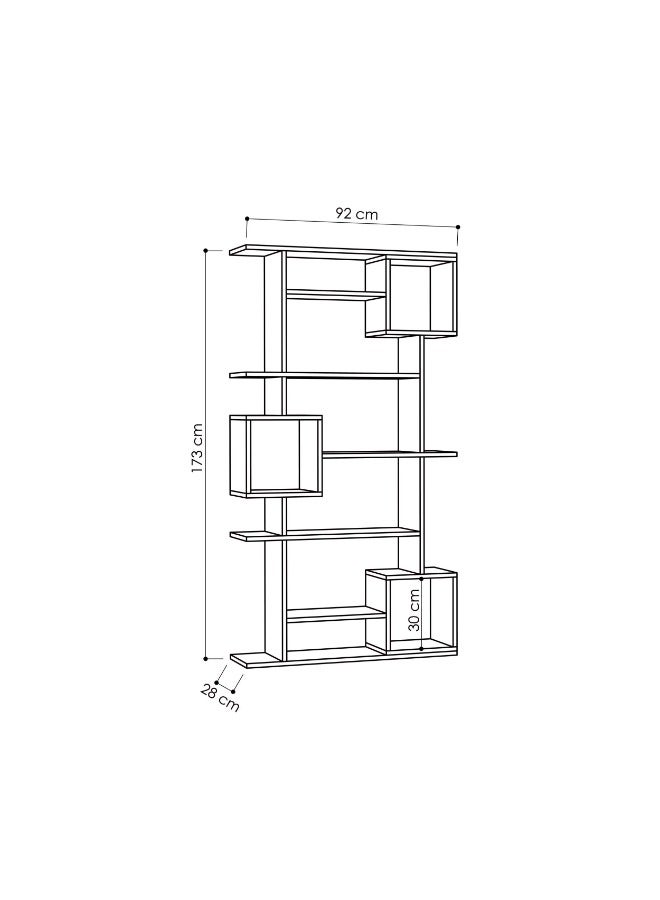 Mourah Home Soto Bookcase Modern Book Shelf Cabinet 7 Tier Multi Storage Bookshelf Rack Display Unit For Bedroom Living Room Floorstanding Cabinet  25X173X92Cm  Oak - Image 5
