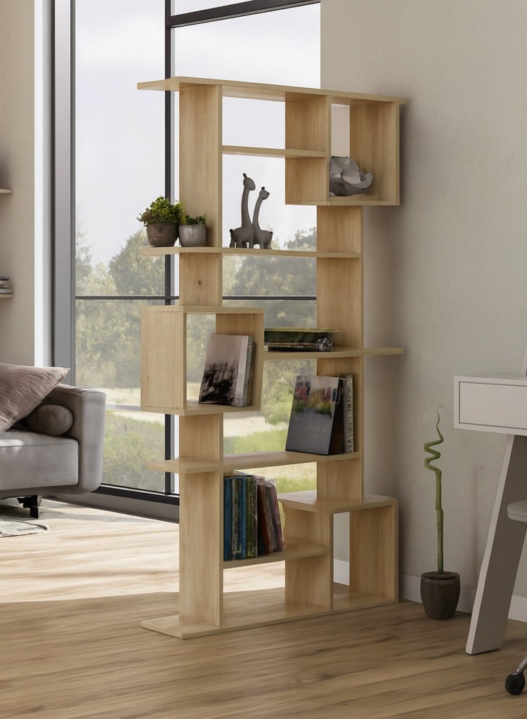 Mourah Home Soto Bookcase Modern Book Shelf Cabinet 7 Tier Multi Storage Bookshelf Rack Display Unit For Bedroom Living Room Floorstanding Cabinet  25X173X92Cm  Oak - Image 1