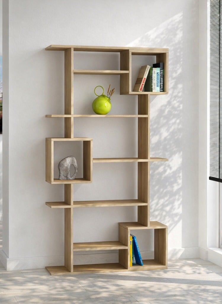 Mourah Home Soto Bookcase Modern Book Shelf Cabinet 7 Tier Multi Storage Bookshelf Rack Display Unit For Bedroom Living Room Floorstanding Cabinet  25X173X92Cm  Oak - Image 3