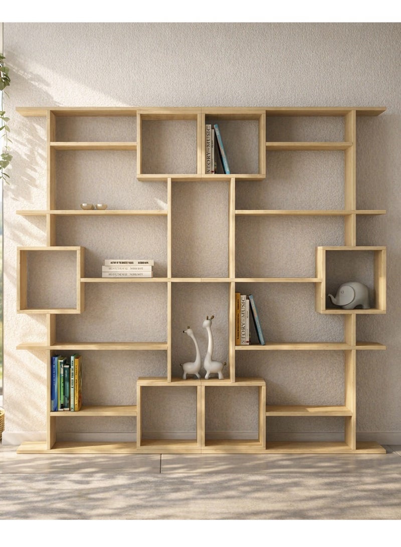 Mourah Home Soto Bookcase Modern Book Shelf Cabinet 7 Tier Multi Storage Bookshelf Rack Display Unit For Bedroom Living Room Floorstanding Cabinet  25X173X92Cm  Oak - Image 4